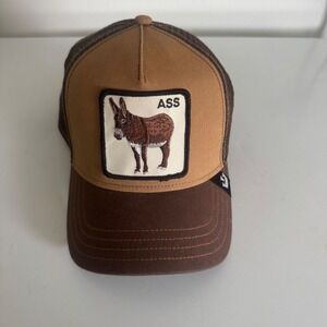 Goorin Bros The Farm ASS Donkey Trucker Hat Brown Tan Orange Snapback Cap